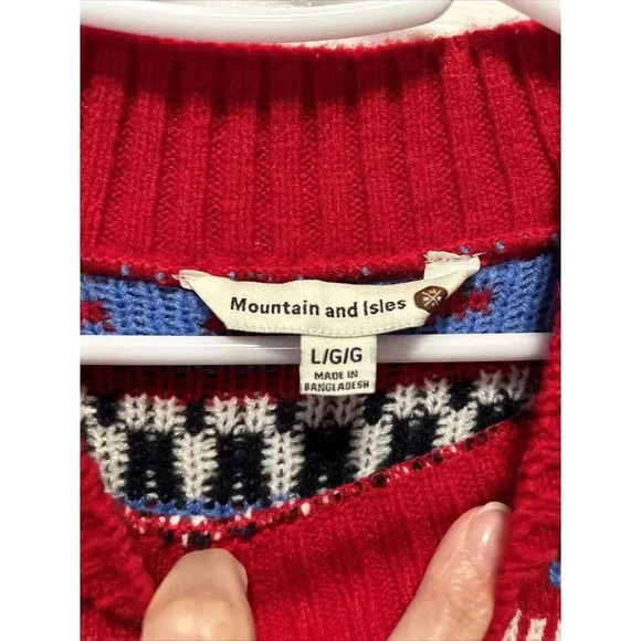 Mountain and Isles Sweater Red Size L Christmas Preppy - Picture 2 of 4